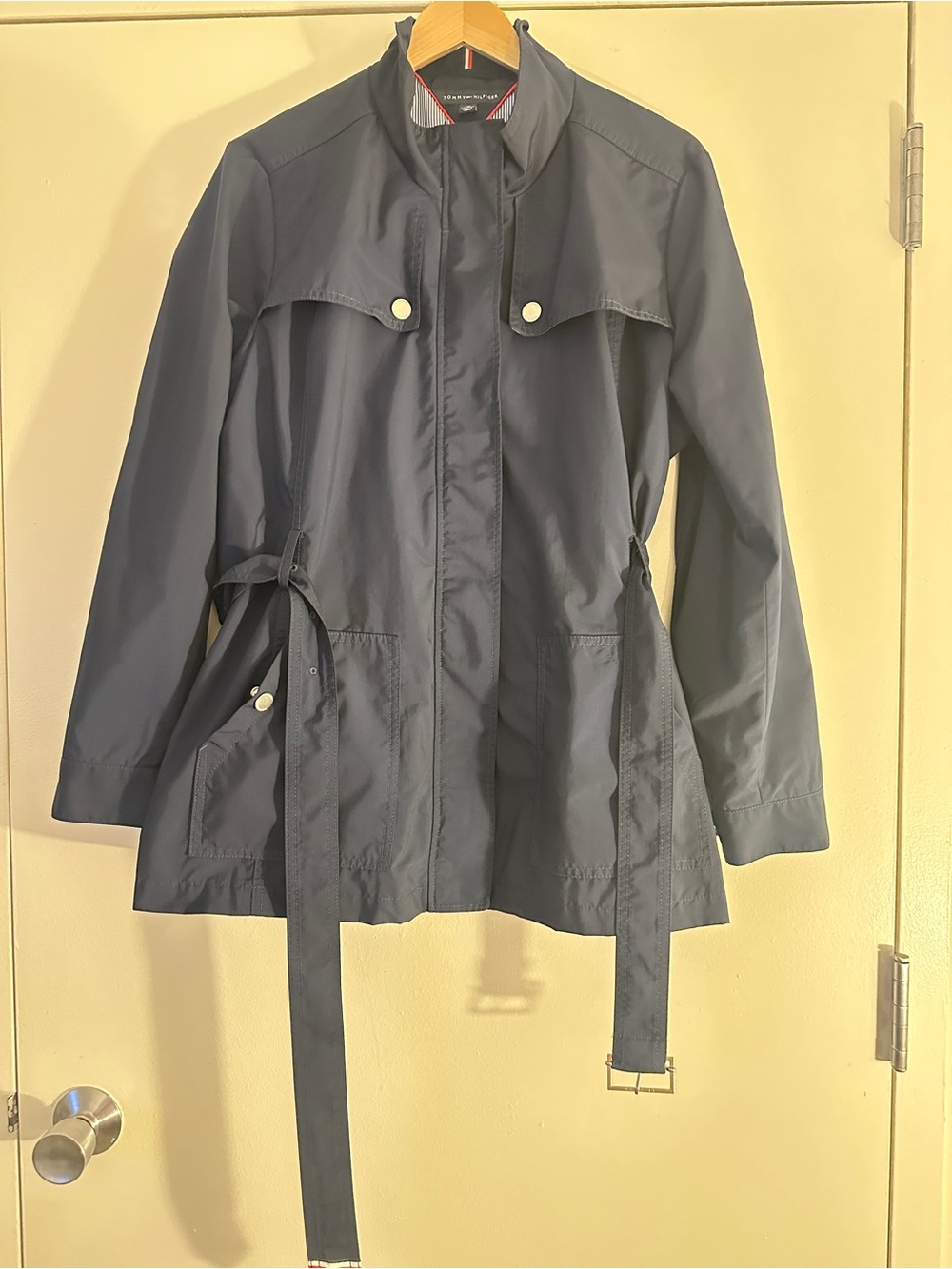 Tommy Hilfiger Navy Belted Rain Trench